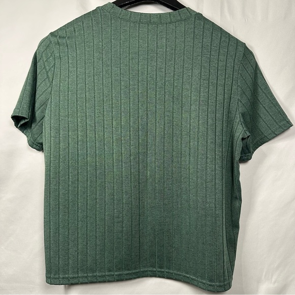 Green Ribbed Two-Piece Lounge Set - Picture 3 of 8